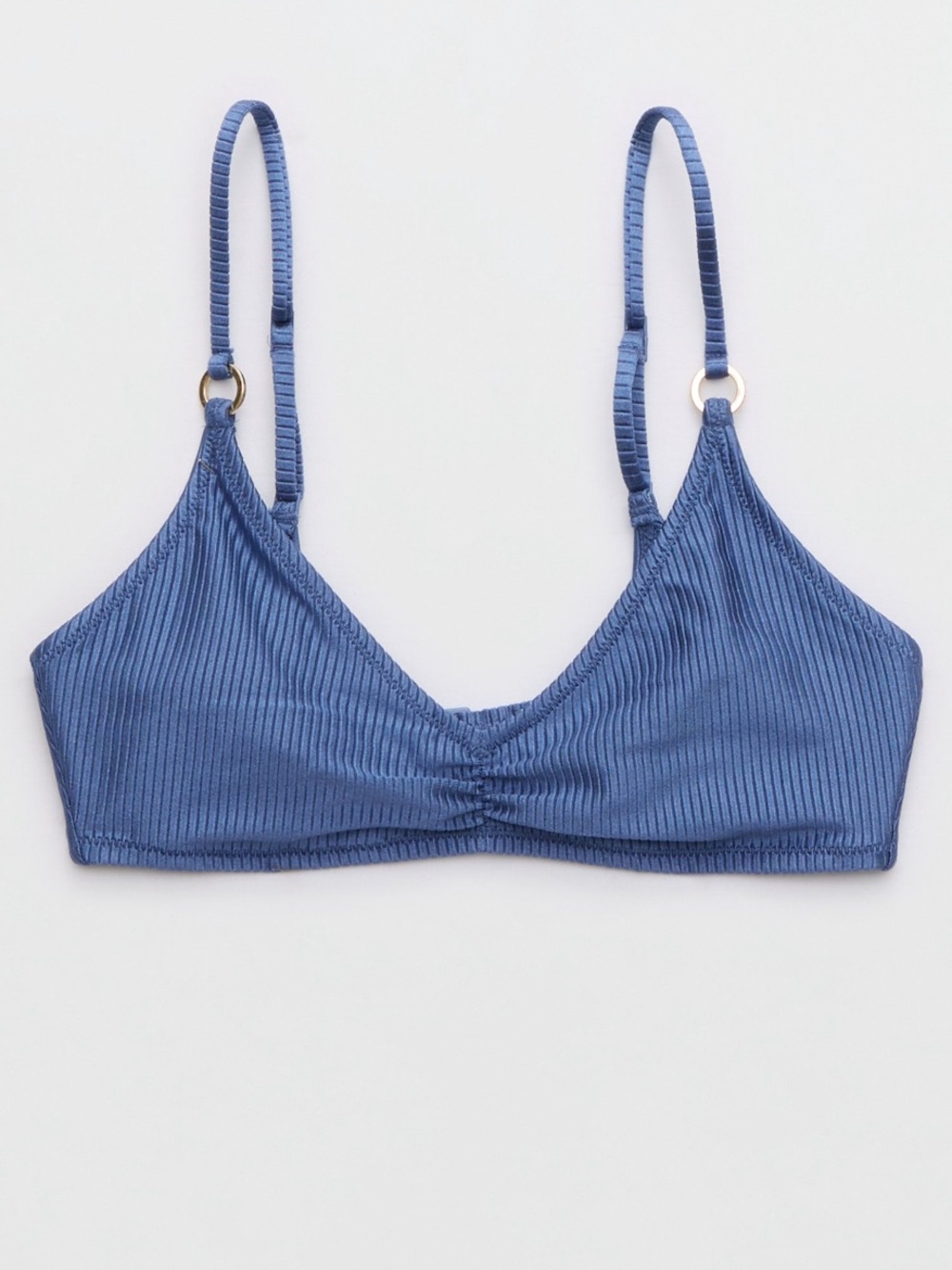 Aerie Beach Babe Shine Rib Voop Bikini Top - Navy